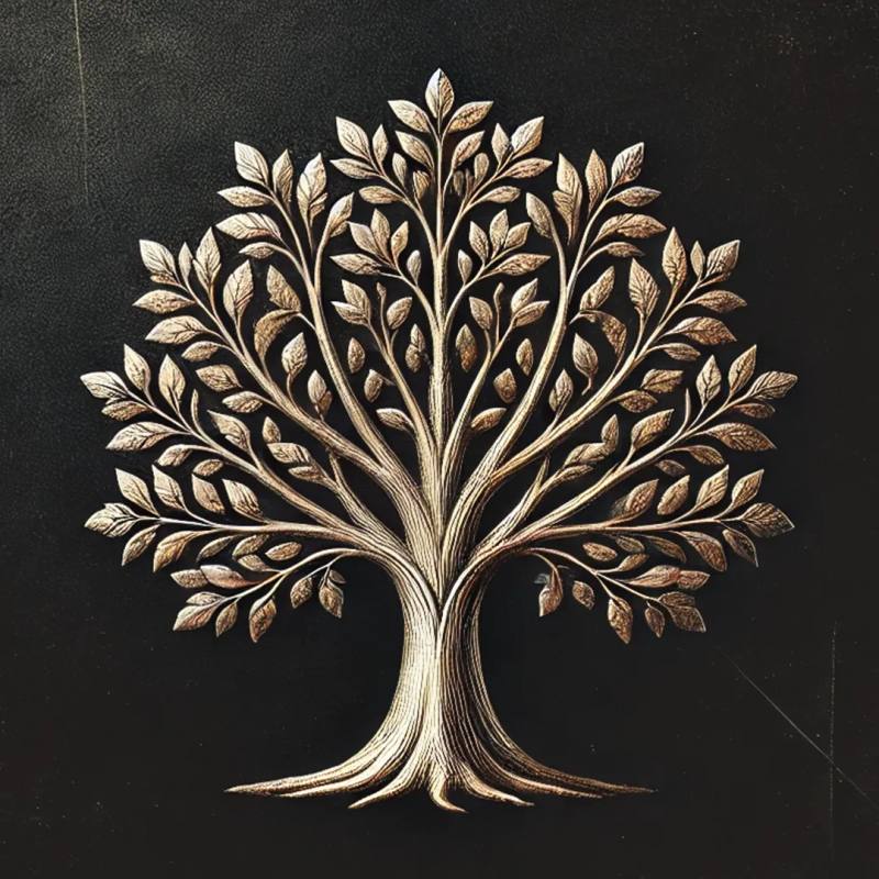Bronz Ağaç Kanvas Tablo 60x60cm
