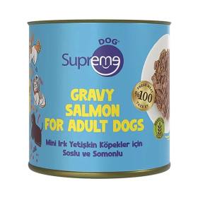 SUPREME Dog Mini Irk Yetişkin Köpekler için Soslu ve Somonlu Konserve Mama 200 gr - tekli