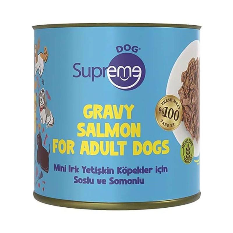 SUPREME Dog Mini Irk Yetişkin Köpekler için Soslu ve Somonlu Konserve Mama 200 gr - tekli