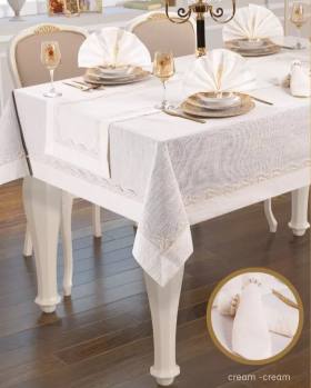 Liana Krem-Krem 12 Kişilik 26 Parça 155 × 220 cmSofra Seti
