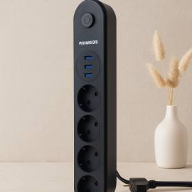 Termal Korumalı Anahtarlı 4'lü Uzatma Kablosu 3 USB 2 m