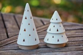 3D Baskı Modern Çam Ağacı Formlu Tealight Mumluk Seti Yılbaşı Dekoratif Mum Tutucu