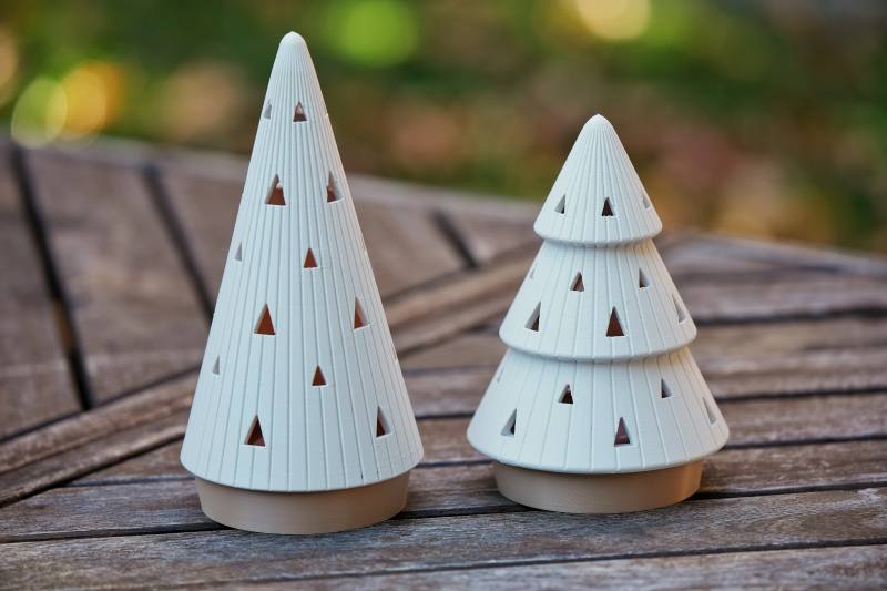 3D Baskı Modern Çam Ağacı Formlu Tealight Mumluk Seti Yılbaşı Dekoratif Mum Tutucu