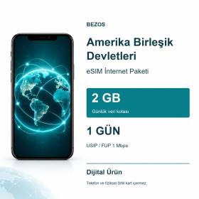 Amerika Birleşik Devletleri eSIM İnternet Paketi Günlük 2 GB 1 Gün - USIP / FUP 1 Mbps