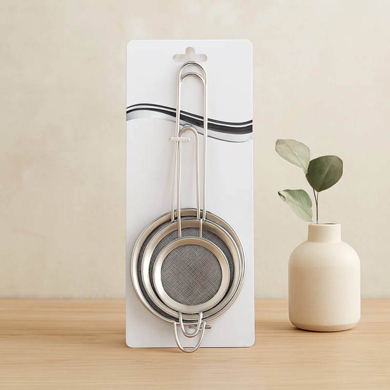 3'lü Mini Tel Süzgeç Seti (5-7-8 cm) Metal Çerçeve