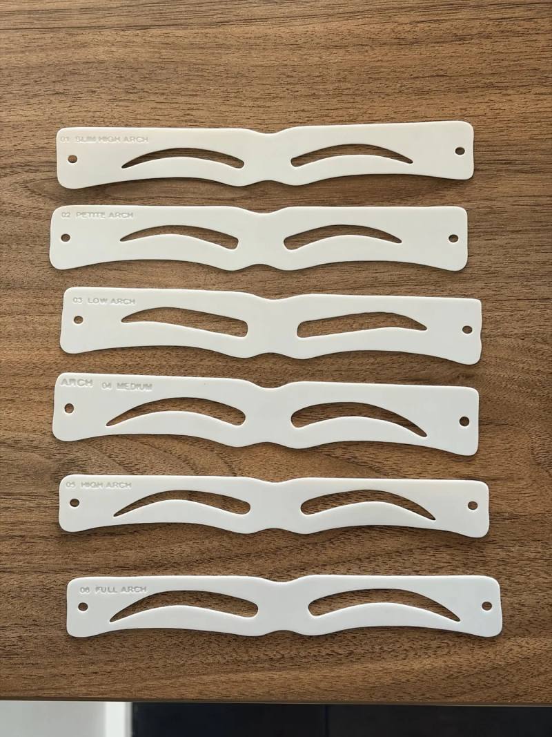 3D Baskı Kaş Şekillendirme Şablonu 6'lı Set Kaş Kalıbı Kaş Kavisi Şablonları Beyaz
