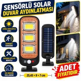 Sensörlü Güneş Enerjisi İle Şarj Olabilen Duvara Monte Solar Aydınlatma GL-84069 (adet fiyatıdır)