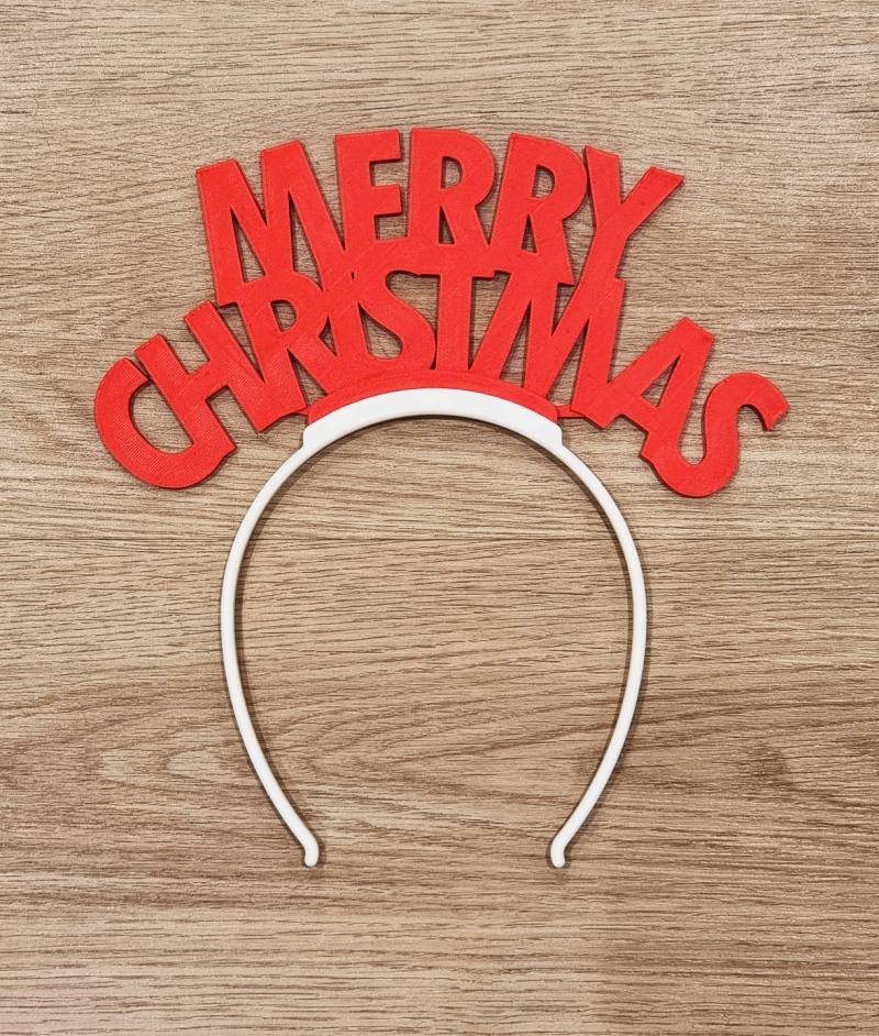 3D Baskı Merry Christmas Yazılı Yılbaşı Saç Bandı Parti Aksesuarı Noel Taç Bandı