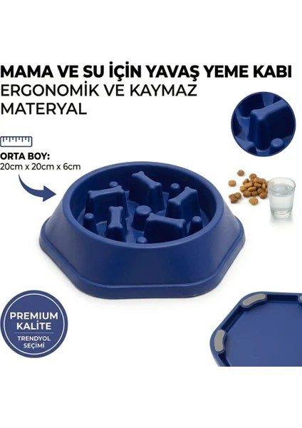 Patibon Kedi Köpek Yavaş Besleyici Mama Kabı - Anti-Boğulma & Sağlıklı Beslenme - LACİVERT