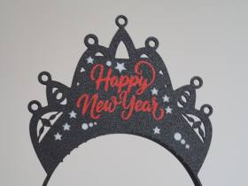 3D Baskı Happy New Year Yazılı İkili Saç Bandı Seti Kadın ve Erkek Yılbaşı Parti Aksesuarı