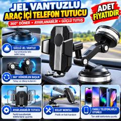 Jel Vantuzlu Cama Takılabilen Güçlü 360 Derece Dönebilen Ayarlanabilir Araç Içi Vantuzlu Telefon Tutucu