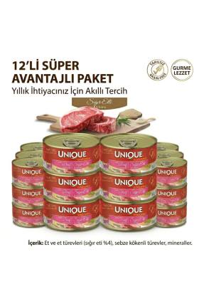 UNIQUE Gold Series Tahılsız Sığır Etli Mousse Yetişkin Kedi Konservesi 85 gr X 12 ADET