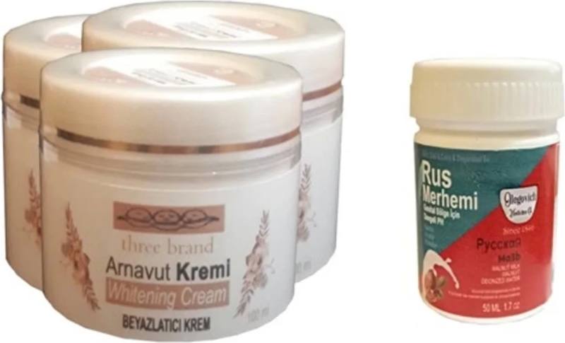 Süper Three Brand Vücut Kremi 100 ml Arnavut Kremi3 Adet + Rus Merhemi 50 ml 1 Adet