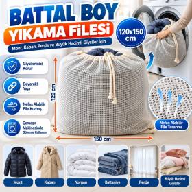 Battal Boy 120x150 cm Mont ve perde Yıkama Filesi–Extra Büyük, Dayanıklı, Nefes Alabilir Çamaşır Koruma Torbası