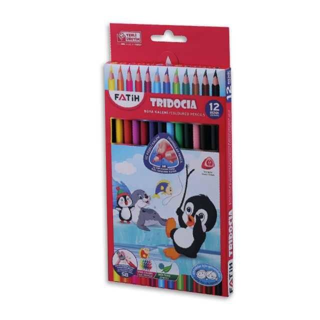 12 Renk Tridocia Tam Boy Kuru Boya Kalemi 1 Adet