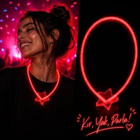 Glow Yıldız Kolye Neon Fosforlu Işıklı Kolye Kırmızı Renk