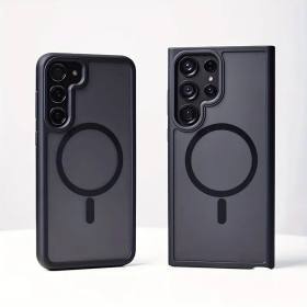 Galaxy S23 Plus – Kılıf Metal Tuşlu Sert PC Arka Yüzey Wireless Şarj Özellikli Flet Magsafe Kılıf