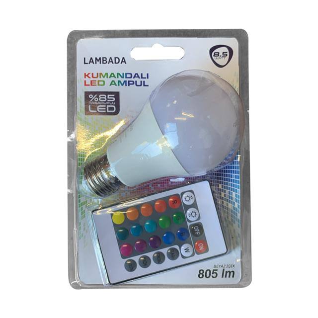 8,5w KUMANDALI BEYAZ+RGB LED AMPUL 1 Adet