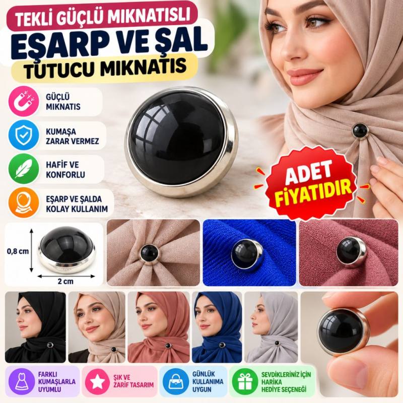 Tekli Güçlü Mıknatıslı Eşarp ve Şal Mıknatısı ( Sadece Mıknatıstır )