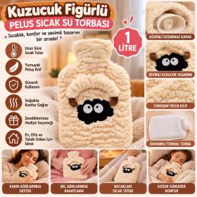 Kuzucuk Figürlü Peluş Sıcak Su Torbası 1 Lt – Yumuşak Kılıf, Uzun Süre Sıcak Tutan Termal Su Torbası