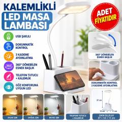 Kalemlikli USBli Dokunmatik 3 Kademeli 360 Derece Özel Göz Korumalı led Lityum Masa Lambası (adet fiyatıdır)