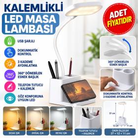 Kalemlikli USBli Dokunmatik 3 Kademeli 360 Derece Özel Göz Korumalı led Lityum Masa Lambası (adet fiyatıdır)