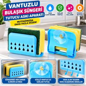 Mutfak Lavabo Vantuzlu Bulaşık Süngeri Askısı Aparatı