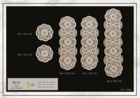 Alya Model No124 Gold 5 Parça Salon Takımı Dantelli Masa Örtüsü Runner Seti