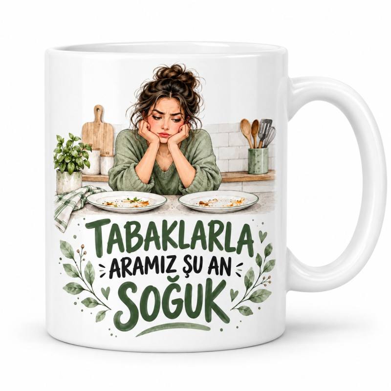 Bulaşıkla Göz Göze Tasarımlı Porselen Kupa - MODEL 1213