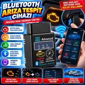 Bluetooth Arıza Tespit Cihazı – Araç Motor Arıza Okuma, Check Engine Sıfırlama, Oto Diagnostik Scanner