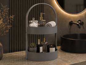 3D Baskı İki Katlı Banyo Düzenleyici - Taşınabilir Organizer ve Saklama Standı-Gri