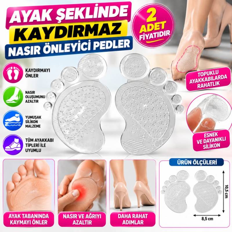 Ayakkabı İçi Ayak Kaydırmaz Dolgulu Rahat Silikon Pedi Tabanlığı