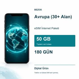 Avrupa (30+ Alan) eSIM İnternet Paketi 50 GB 180 Gün