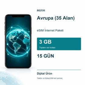 Avrupa (35 Alan) eSIM İnternet Paketi 3 GB 15 Gün