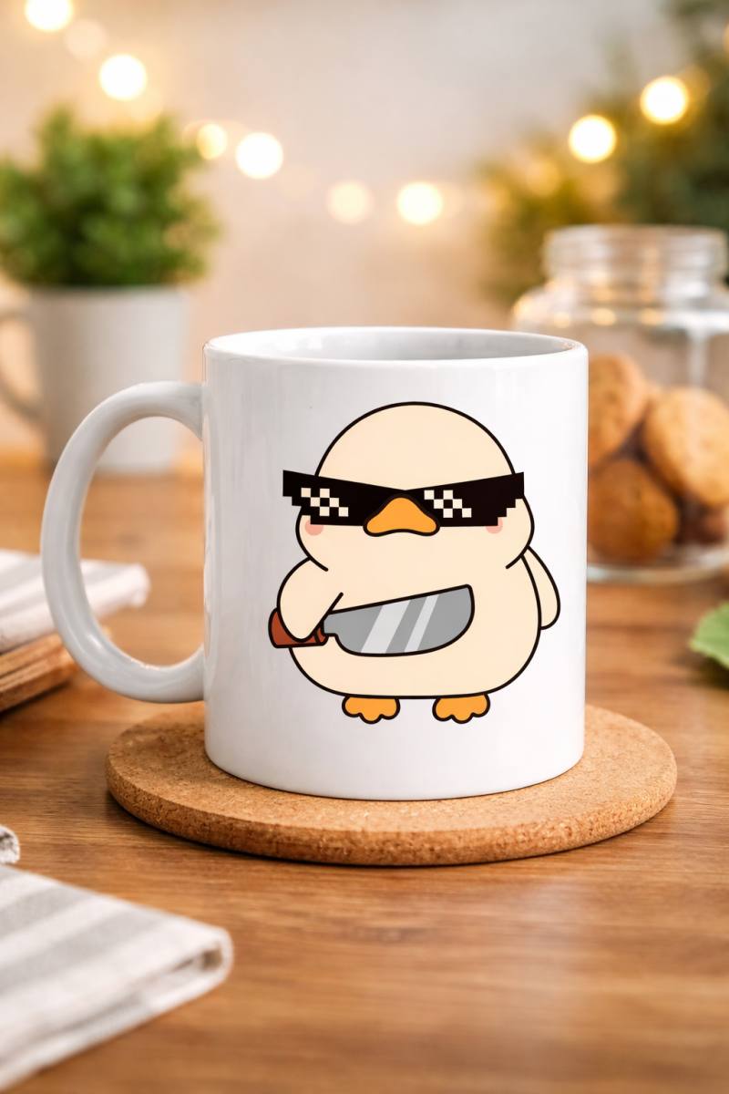 “Deal With It” Havalı Ördek Tasarımlı Porselen Kupa MODEL 80 – Eğlenceli, Mizahi & Hediyelik Kahve Kupası