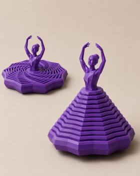 3D Baskı Balerin Figürlü Fidget Oyuncak - Hareketli Optik İllüzyon Masa Dekoru-Mor