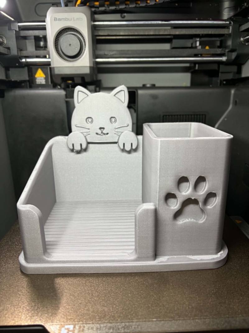3D Baskı Sevimli Kedi Figürlü Masaüstü Organizer Kalemlik ve Düzenleyici