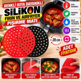Renkli Isıya Dayanıklı Yıkanılabilir Silikon Fırın Ve Airfryer Yuvarlak Pişirme Matı 20 Cm (adet fiyatıdır)