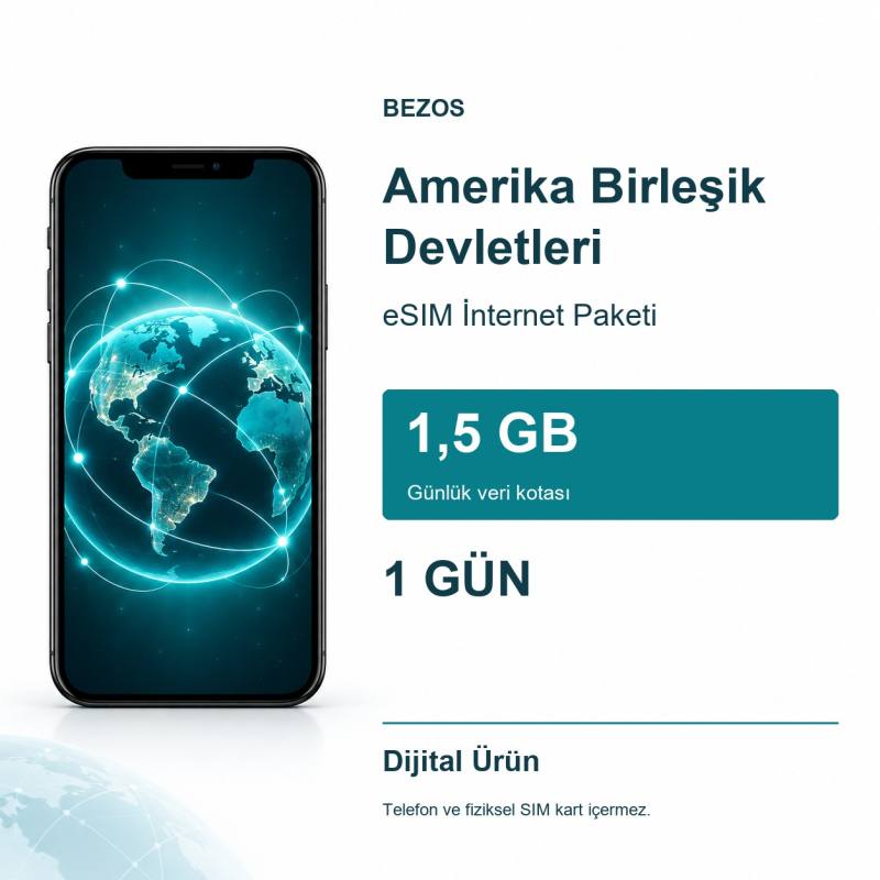 Amerika Birleşik Devletleri eSIM İnternet Paketi Günlük 1,5 GB 1 Gün