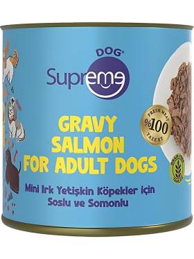 SUPREME Dog Mini Irk Yetişkin Köpekler için Soslu ve Somonlu Konserve Yaş Mama Yüksek Proteinli 200 gr x 6 Adet