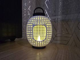 3D Baskı Japon Esintili Izgara Desenli Fener Tealight Mumluk Dekoratif Rüzgar Feneri