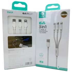 6A (iPhone-TYPE-C-Micro) 3 ü 1 Arada Şarj Kablosu L37