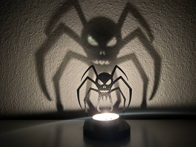 3D Baskı Örümcek Figürlü Tealight Mumluk Cadılar Bayramı Gotik Dekoratif Mum Tutucu