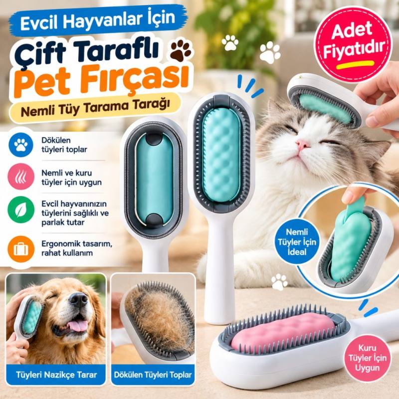 Evcil Hayvanlar İçin Çift Taraflı Pet Fırçası Nemli Tüy Tarama Tarağı(adet fiyatıdır)