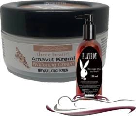 Three Brand Whitening Cream 3 Adet Arnavut Kremi 50ML  Kremi ile 120ML Playboy Masaj Yağı