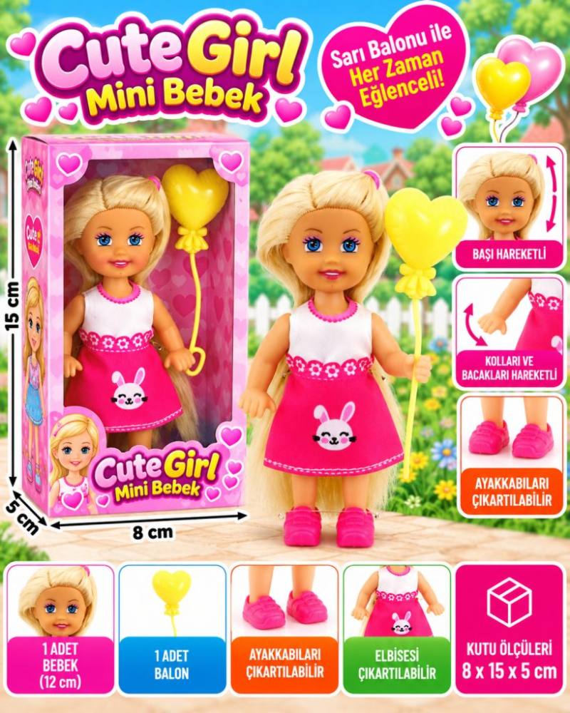 Sarı Balonlu Sarışın Mini Bebek