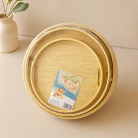 Bambu Ahşap Yuvarlak Tepsi Seti 30/35/38 cm (3'lü)