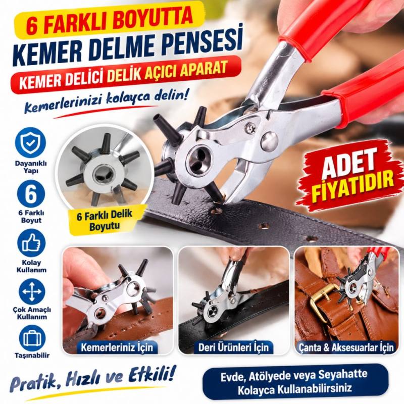 6 Farklı Boyutta Kemer Delme Pensesi Kemer Delici Delik Açıcı Aparat(adet fiyatıdır)