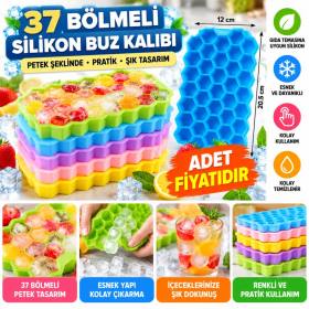 37 Bölmeli Slikon Petek Şeklinde Buz Kalıbı - Stokta Olan Renk Gönderilir (adet fiyatıdır)