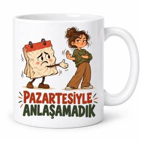 Takvimle Arabuluculuk Tasarımlı Porselen Kupa - MODEL 1109
